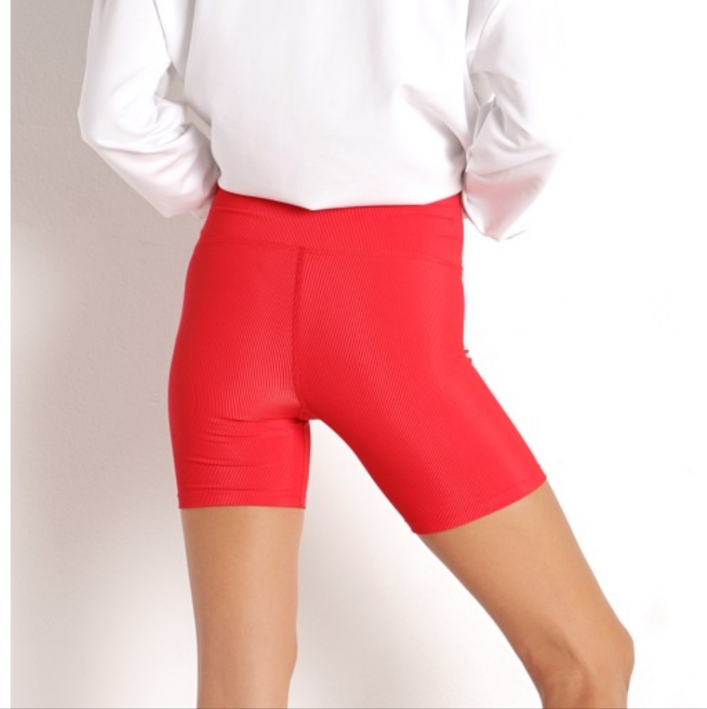 Beach Riot Bike Shorts Ribbed Red Women's Size Small - Picture 3 of 10
